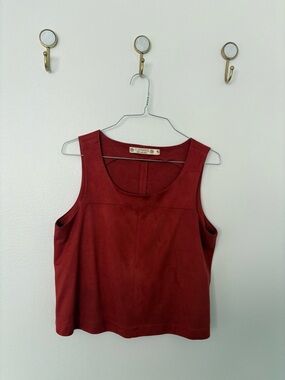 Clockhouse Cropped Faux Suede Dark Burnt Orange Tank